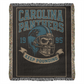 Carolina Panthers Woven Blanket – “Keep Pounding” Vintage Skull Helmet Design