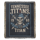 Tennessee Titans Woven Blanket | Unleash Fire Skull Helmet Throw | Sword & Shield Design