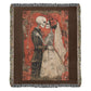 Gothic Skeleton Couple Woven Blanket – Romantic Dark Love Throw, Halloween Wedding Gift, Till Death Do Us Part Decor