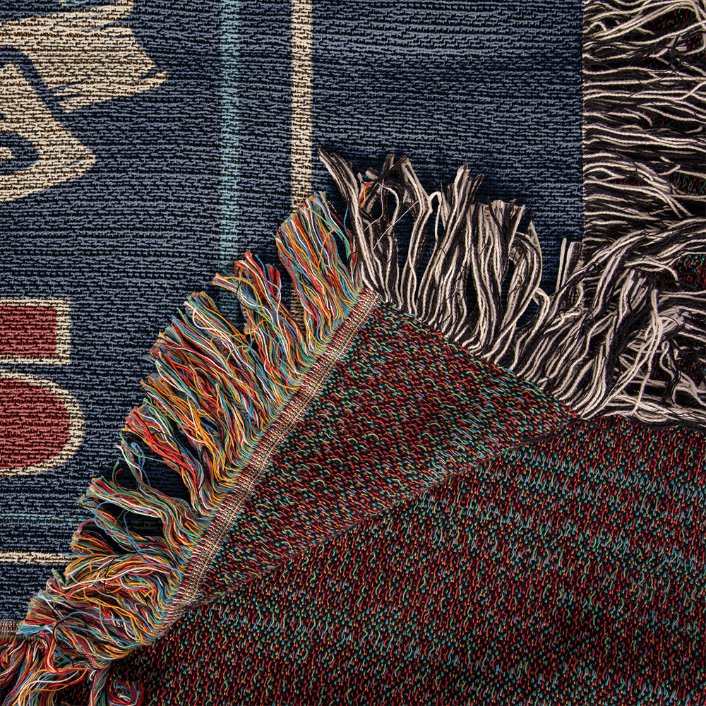 Buffalo Bills Woven Blanket | Circle the Wagons Skull Football Throw | Vintage Red & Blue