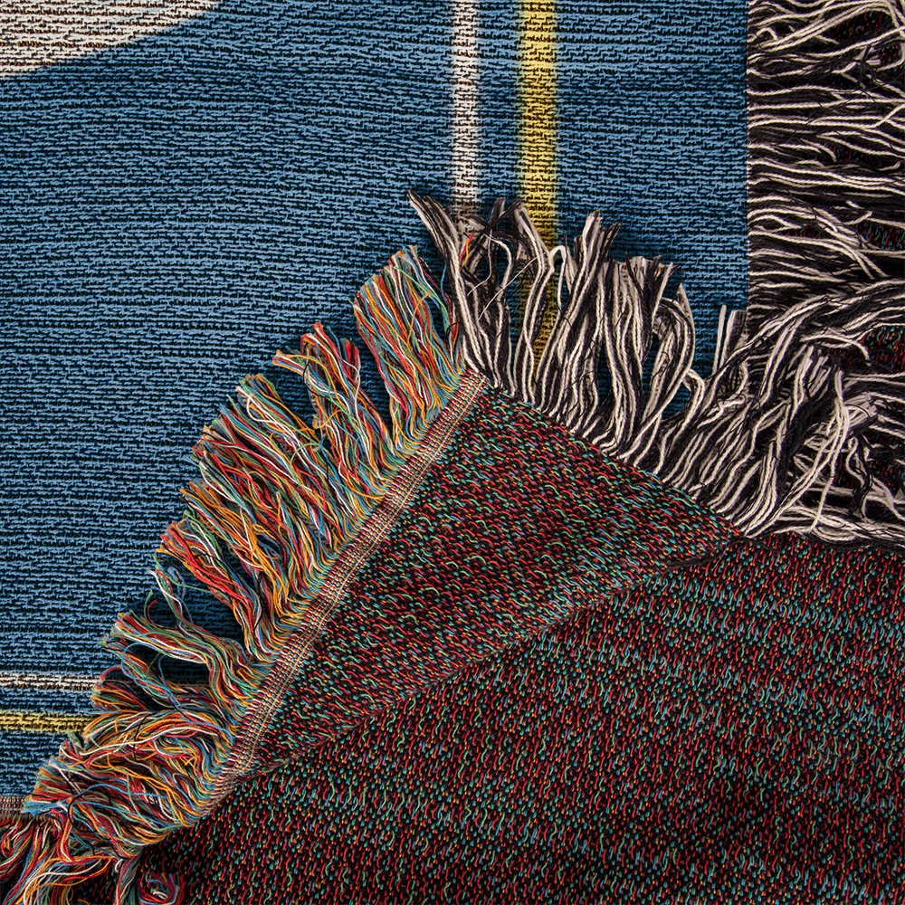 Los Angeles Chargers Woven Blanket | Bolt Up Skull Football Throw | Blue & Gold Edition