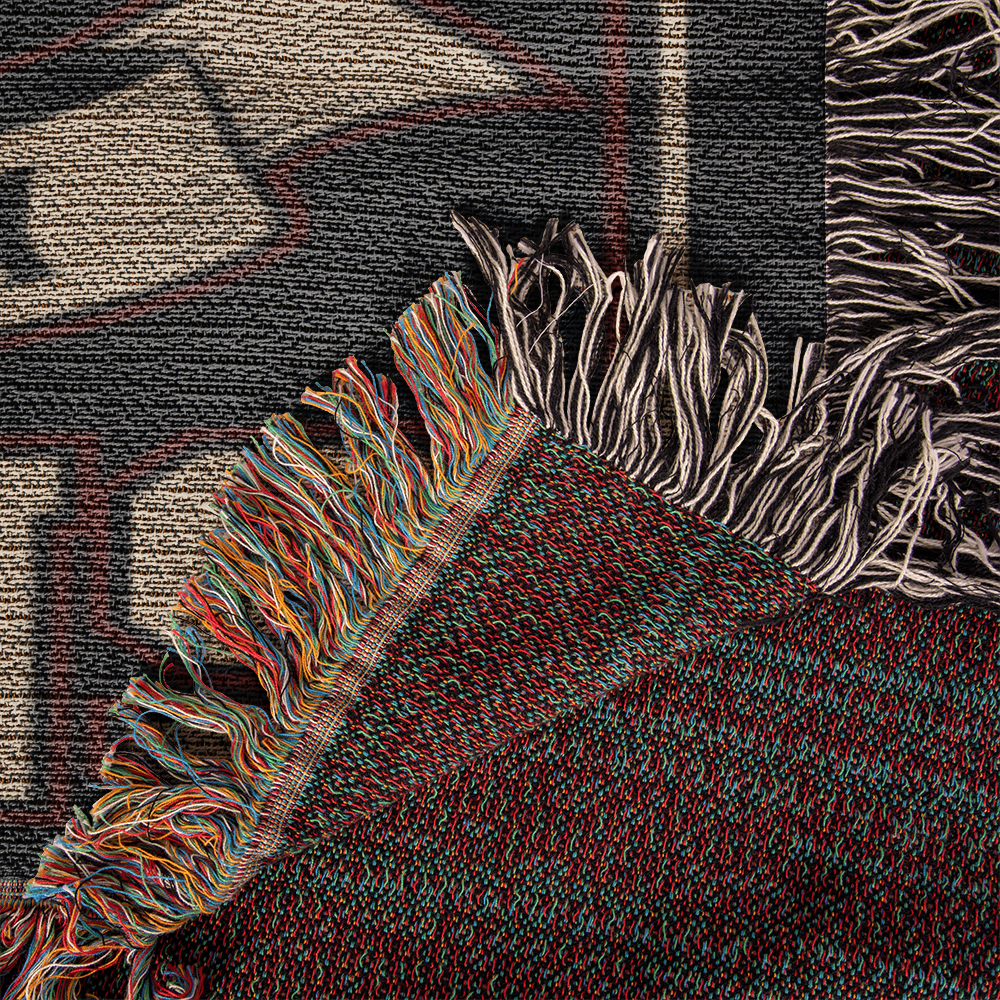 Houston Texans Woven Blanket | Battle Ready Skull Football Throw | Red, White & Blue Edition