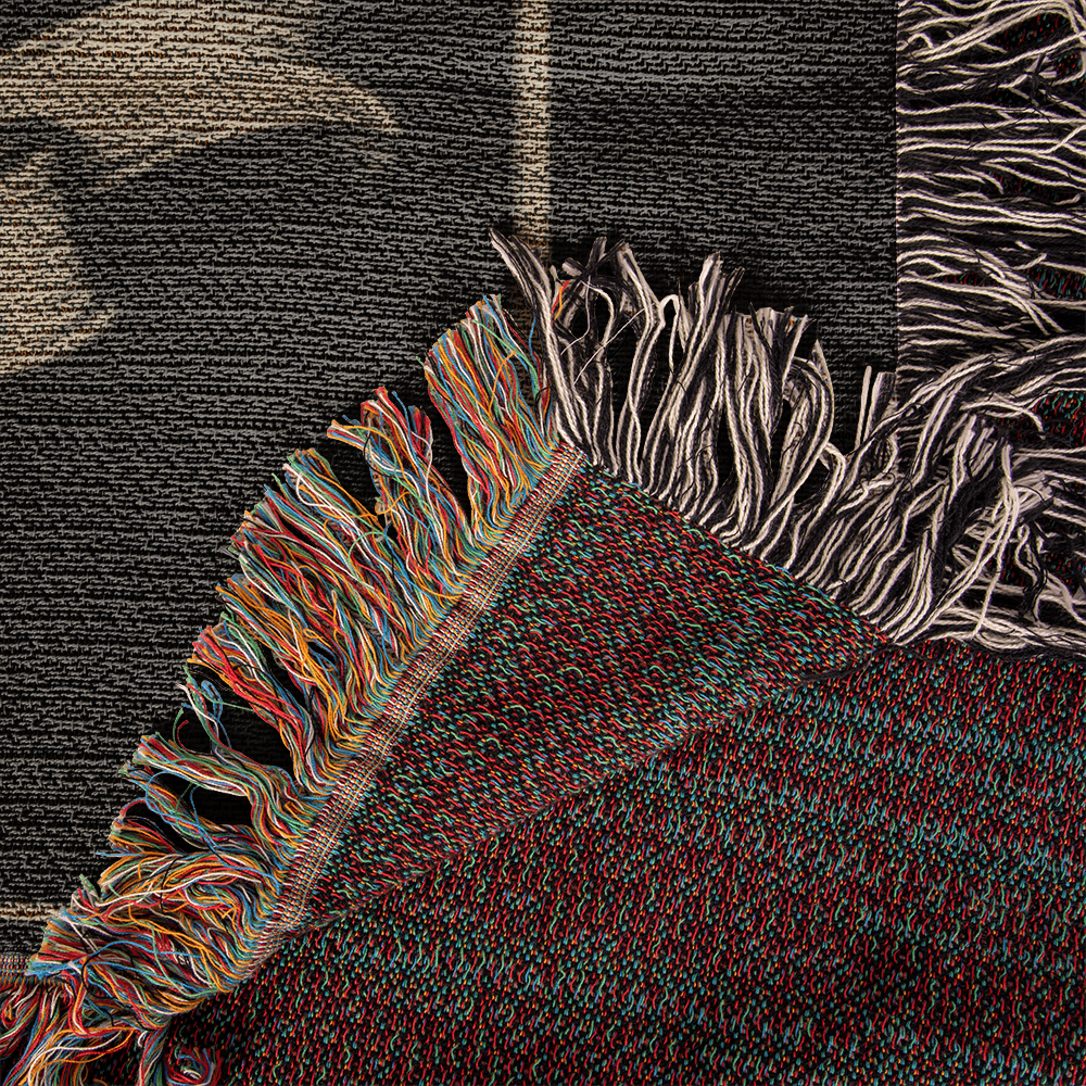 Carolina Panthers Woven Blanket – “Keep Pounding” Vintage Skull Helmet Design