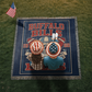 Buffalo Bills Woven Blanket | Circle the Wagons Skull Football Throw | Vintage Red & Blue