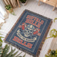 Buffalo Bills Woven Blanket | Circle the Wagons Skull Football Throw | Vintage Red & Blue