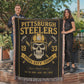 Pittsburgh Steelers Woven Blanket | Steel City Tough Skull Hardhat Throw | Super Bowl Champions