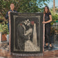 Gothic Valentine Woven Blanket – “The Darkness We Share” – Skeleton Couple Art Throw – Dark Romance Home Decor Gift