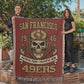 San Francisco 49ers Woven Blanket – “Faithful Then, Faithful Now” Vintage Skull Design