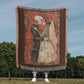 Gothic Skeleton Couple Woven Blanket – Romantic Dark Love Throw, Halloween Wedding Gift, Till Death Do Us Part Decor