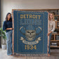 Detroit Lions Woven Blanket | One Pride Skull Football Throw | 1934 Edition