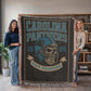 Carolina Panthers Woven Blanket – “Keep Pounding” Vintage Skull Helmet Design