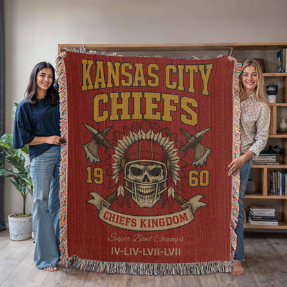 🏈 Kansas City Chiefs “Chiefs Kingdom” Woven Blanket 🔥
