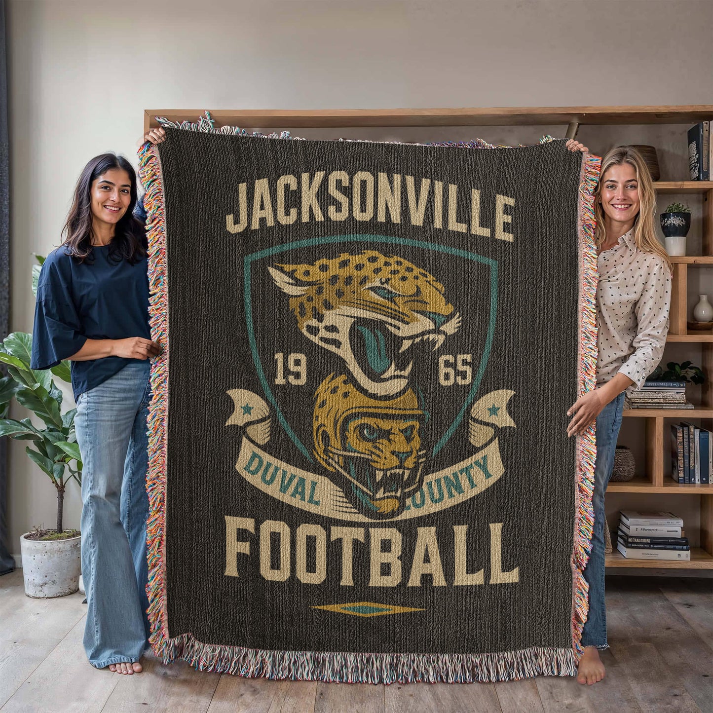 Jacksonville Football Woven Blanket | Duval County Jaguar Throw | 1965 Edition