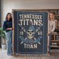 Tennessee Titans Woven Blanket | Unleash Fire Skull Helmet Throw | Sword & Shield Design
