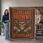 Cleveland Browns Woven Blanket | Dawg Pound Skull Football Throw | Believeland Edition