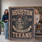 Houston Texans Woven Blanket | Battle Ready Skull Football Throw | Red, White & Blue Edition