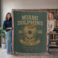 Miami Dolphins Woven Blanket | Fins Up Diver Skull Design | Super Bowl Champs VII & VIII