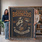 Denver Broncos Woven Blanket | Mile High Magic Skull Football Throw | Super Bowl Champs