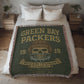 Green Bay Packers Woven Blanket | Frozen Tundra Lambeau Skull Football Throw | Super Bowl Champs