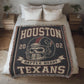 Houston Texans Woven Blanket | Battle Ready Skull Football Throw | Red, White & Blue Edition