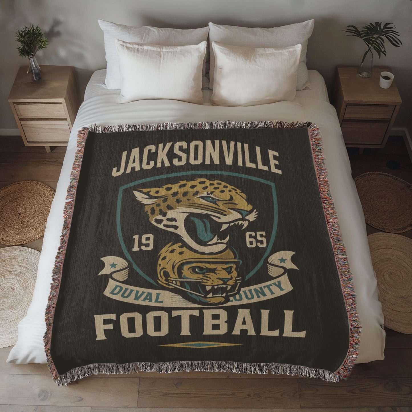 Jacksonville Football Woven Blanket | Duval County Jaguar Throw | 1965 Edition