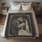 Gothic Valentine Woven Blanket – “The Darkness We Share” – Skeleton Couple Art Throw – Dark Romance Home Decor Gift