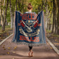 Buffalo Bills Woven Blanket | Circle the Wagons Skull Football Throw | Vintage Red & Blue