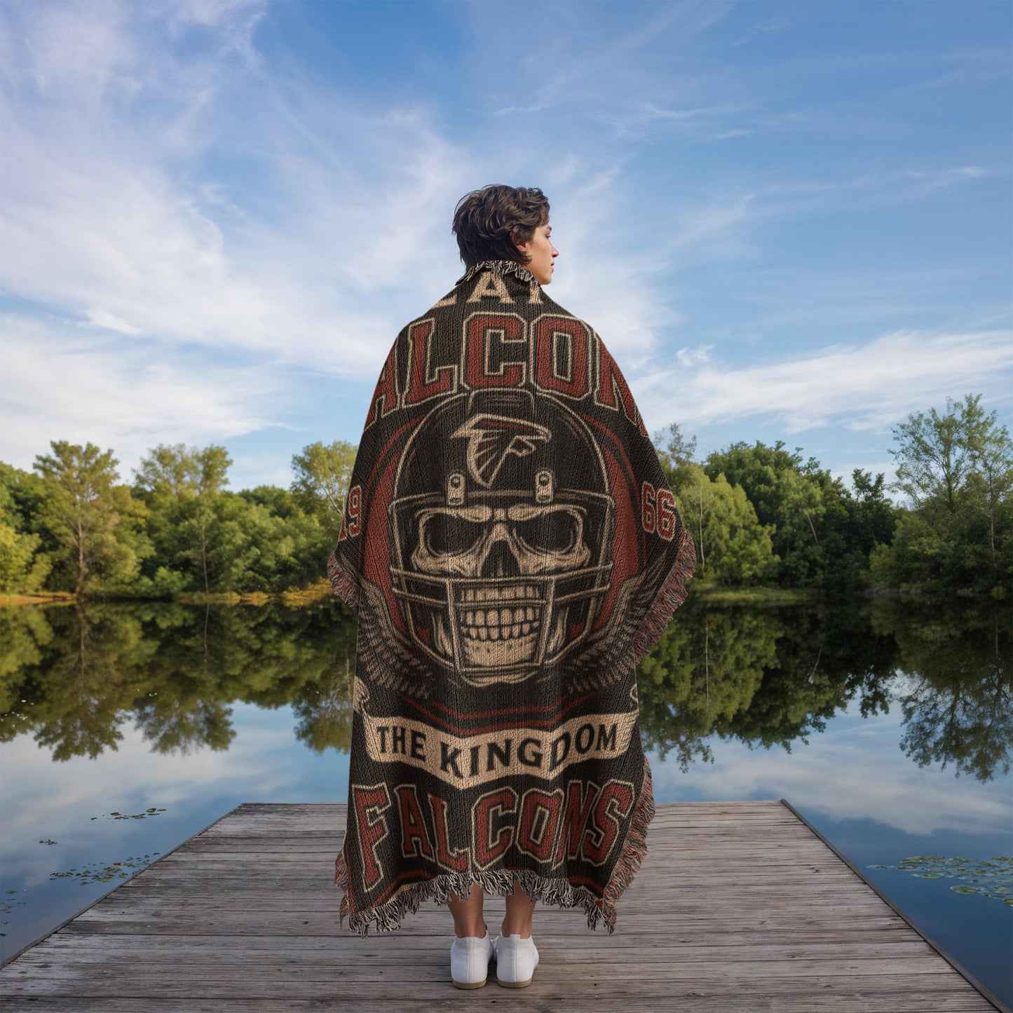 Atlanta Football Woven Blanket – Falcons “The Kingdom” Vintage Skull Design (1966)