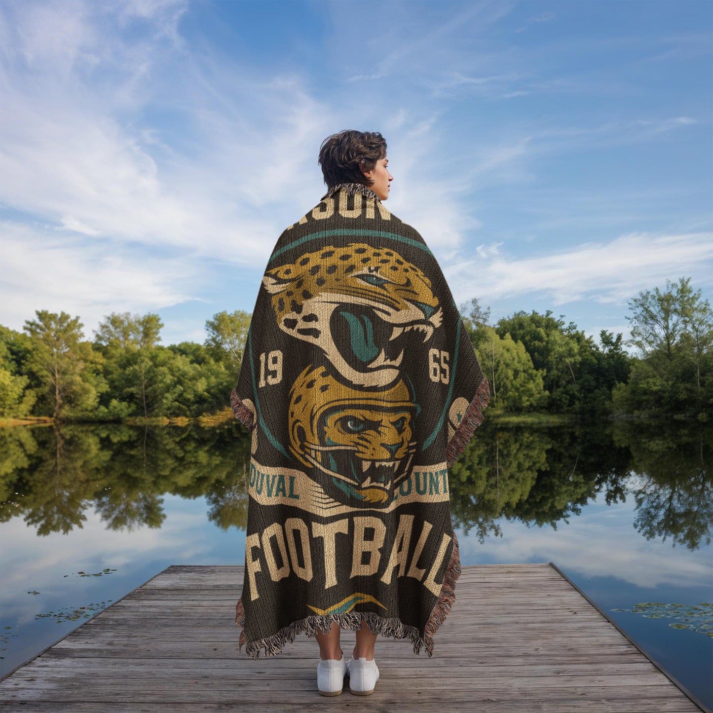 Jacksonville Football Woven Blanket | Duval County Jaguar Throw | 1965 Edition