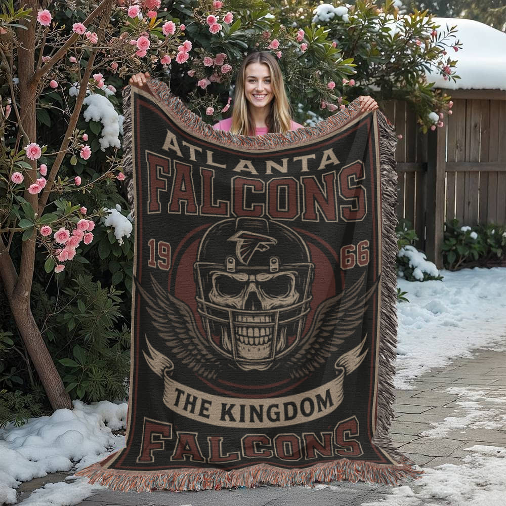 Atlanta Football Woven Blanket – Falcons “The Kingdom” Vintage Skull Design (1966)