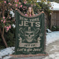 New York Jets Woven Blanket | Skull Helmet Football Throw | Super Bowl III Champions