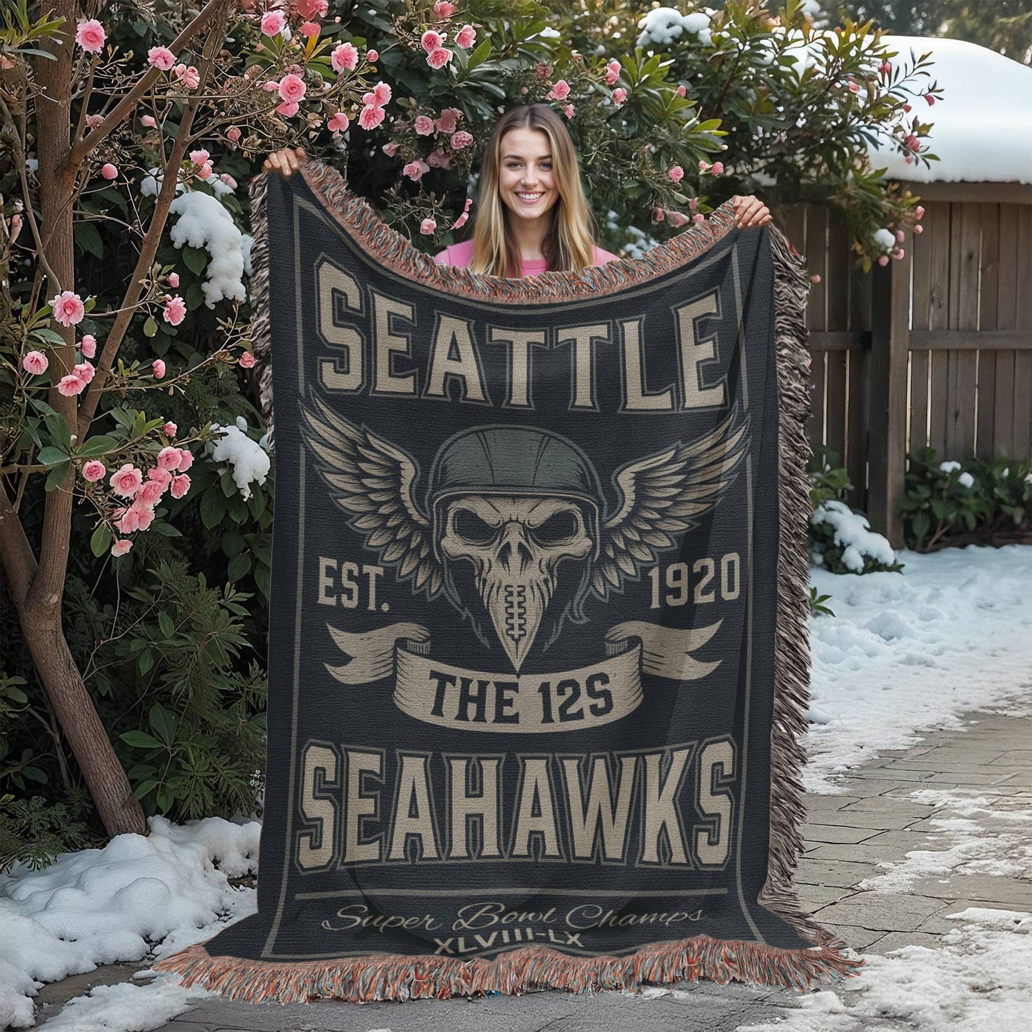 Seattle Seahawks Super Bowl LX Champions Woven Blanket