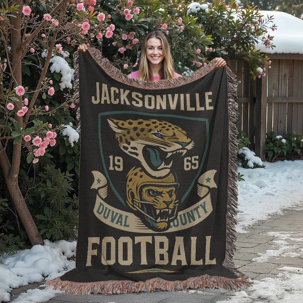 Jacksonville Football Woven Blanket | Duval County Jaguar Throw | 1965 Edition