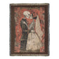 Gothic Skeleton Couple Woven Blanket – Romantic Dark Love Throw, Halloween Wedding Gift, Till Death Do Us Part Decor