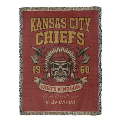 🏈 Kansas City Chiefs “Chiefs Kingdom” Woven Blanket 🔥